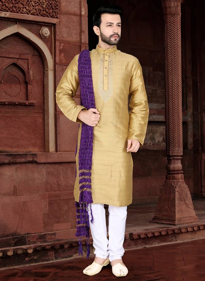 Outluk Vol 34 Latest Jaqcuard Silk With Self Work Party Wear Kurta Pajama Mens Collection